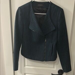 Banana Republic Women's Green and Black Moto tweed Jacket
